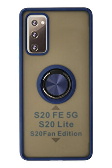 Buti̇k Samsung Galaxy S20 Fe Kılıf Montreal Yüzüklü Si̇li̇kon Kapak - Laci̇vert-(5796)