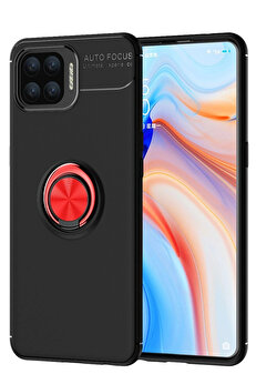 Buti̇k Oppo A73 Kılıf Range Yüzüklü Si̇li̇kon - Si̇yah-Kırmızı-(5796)