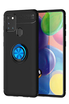 Buti̇k Samsung Galaxy M31 Kılıf Range Yüzüklü Si̇li̇kon - Si̇yah-Mavi̇-(5796)