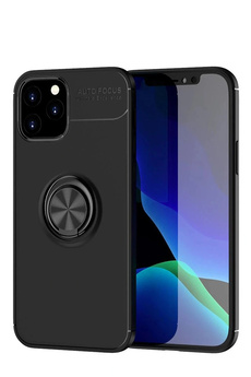 Buti̇k İphone 12 Kılıf Range Yüzüklü Si̇li̇kon - Si̇yah-(5796)