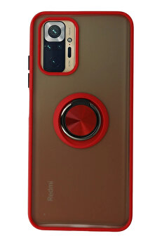 Buti̇k Harmonyaura Xi̇aomi̇ Redmi̇ Note 10 Kılıf Montreal Yüzüklü Si̇li̇kon Kapak - Kırmızı