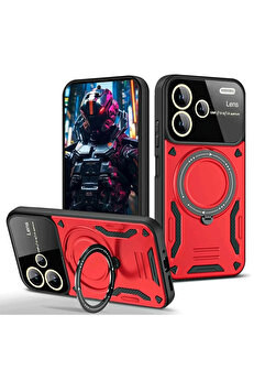 Buti̇k Harmonyaura Xi̇aomi̇ Redmi̇ Note 13 Pro Plus Joy Lens Standlı Kapak - Kırmızı