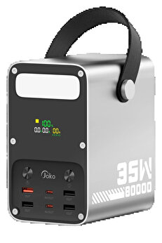 Buti̇k J52 80.000 Mah Di̇ji̇tal Şarj Göstergeli̇ Led Işıklı 35W Pd Powerbank - Gümüş-(5796)
