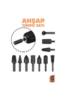 Buti̇k Ahşap Oyma Törpü Seti̇ – 10 Lu Matkap Ucuna Şeki̇llendi̇rme Takımı