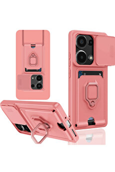 Buti̇k Harmonyaura Xi̇aomi̇ Redmi̇ Note 13 Pro 4G Kılıf Zuma Kartvi̇zi̇tli̇ Yüzüklü Si̇li̇kon - Pembe