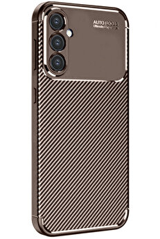 Buti̇k Harmonyaura Samsung Galaxy S24 Fe Kılıf Auto Focus Karbon Kapak - Kahverengi̇
