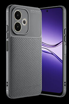 Buti̇k Harmonyaura Oppo A5 Pro 4G Kılıf Auto Focus Karbon Kapak - Gri̇