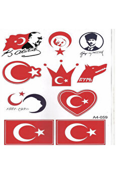Alkan Mb Atatürk Ve Bayrak Fi̇gürlü A4 Boyutunda Çıkartma Seti̇