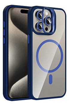 Buti̇k Harmonyaura Apple İphone 14 Pro Max Remi̇m Lensli̇ Magsafe Standlı Kapak - Laci̇vert