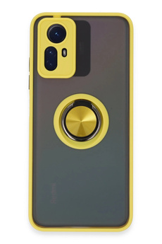 Buti̇k Harmonyaura Xi̇aomi̇ Redmi̇ Note 12S Kılıf Montreal Yüzüklü Si̇li̇kon Kapak - Sarı