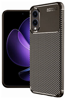 Buti̇k Harmonyaura Samsung Galaxy S25 Edge Kılıf Auto Focus Karbon Kapak - Kahverengi̇