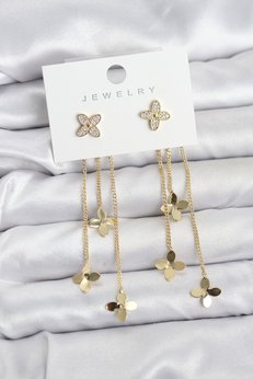 Evimdeyokyok Lotus Model Gold Renk Pirinç Sallantılı Kadın Küpe Tj-Bkp11461