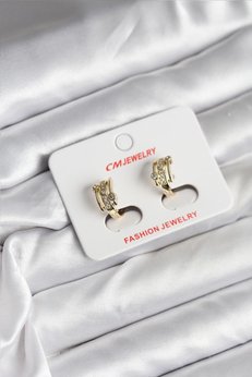 Evimdeyokyok 14K Gold Renk Kaplama Yarım Halka Zirkon Taşlı Cm Kadın Küpe Tj-Bkp11417