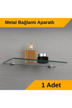 Evimdeyokyok Pleksi Hayalet Raf 8Mm | Banyo Mutfak Düzenleyici Metal Bağlantılı Şeffaf Raf - 50 Cm
