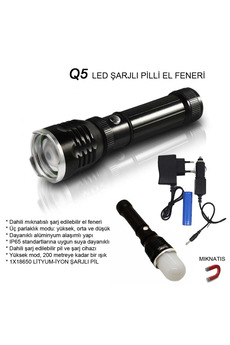 Evimdeyokyok Flaşörlü Uzun Mesafeli Şarjlı Pilli Mıknatıslı El Feneri Wt-282