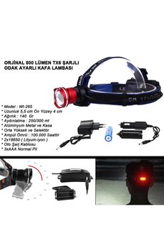 Evimdeyokyok Orjinal 800 Lümen T6 Şarjlı Kafa Feneri Wt-265