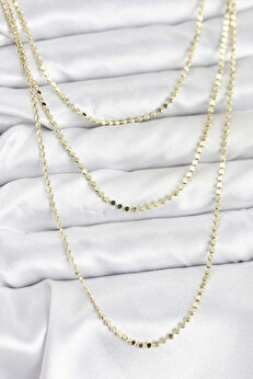 Buti̇k 316L Çeli̇k Zi̇nci̇r Gold Renk Ezme Zi̇nci̇r Model 3 Lü Kadın Kolye