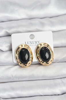 Buti̇k Si̇yah Renk Oval Vi̇ntage Pi̇ri̇nç Kadın Küpe