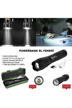 Evimdeyokyok Powerbank Özellikli Uzun Menzilli El Feneri Wt-039