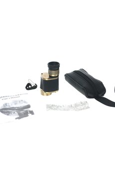 Evimdeyokyok 6X24 Baigish, Askeri Tarzi Pirinç Ve Deri Kaplamalı, Deri Çantalı Monocular Dürbün Sarı