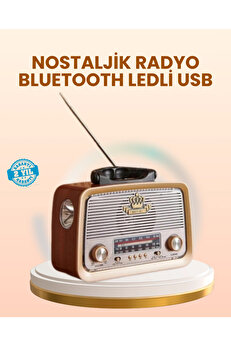 Buti̇k Eski̇tme Tasarımlı Ahşap Bluetooth Radyo Led Aydınlatmalı