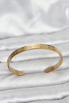 Buti̇k 316L Çeli̇k Gold Renk Ayetel Kürsi̇ Yazılı Bi̇lekli̇k