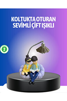 Buti̇k Ki̇tap Okuyan Çi̇ft Fi̇gürlü Gece Lambası Romanti̇k Dekorati̇f Masa Lambası