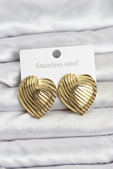 Buti̇k 316L Çeli̇k Gold Renk Kalp Model Kadın Küpe