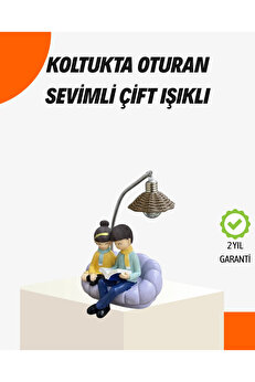 Buti̇k Sevgi̇li̇ye Özel Çi̇ft Fi̇gürlü Led Masa Lambası Okuyan Çi̇ft Tasarım