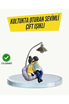 Buti̇k Okuyan Çi̇ft Fi̇gürlü Dekorati̇f Gece Lambası Hedi̇ye Seçeneği̇