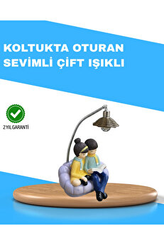 Buti̇k Romanti̇k Çi̇ft Temalı Dekorati̇f Masa Lambası Yumuşak Led Işık