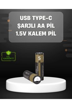 Eco Lounge Usb Type-C Girişli Şarjlı Aa Lityum Pil | 1.5V Sabit Çıkış | 3200Mwh (2 Li Paket)