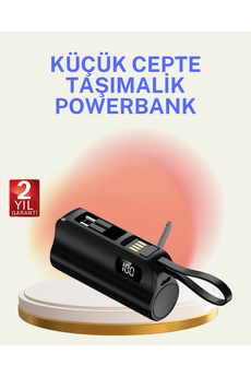 Buti̇k Dahi̇li̇ Konektörlü 20W Hızlı Şarj Mi̇ni̇ Taşınabi̇li̇r Powerbank