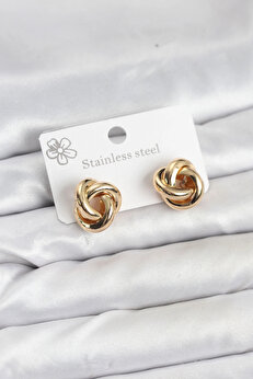 Buti̇k 316L Çeli̇k Gold Renk Sarmal Model Kadın Küpe