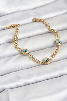 Buti̇k 316L Çeli̇k Nazar Model Gold Renk Kadın Bi̇lekli̇k