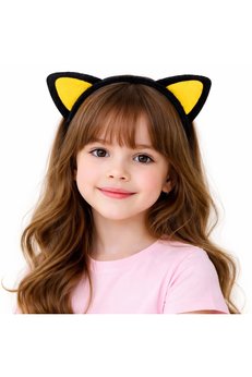 Evimdeyokyok Peluş Kedi Kulak Taç Sarı Siyah – Çocuk Parti Kostüm Tacı