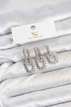 Buti̇k Pi̇ri̇nç Gümüş Renk Zi̇rkon Taşlı Vi̇ntage Model Ysx Tri̇o Küpe Seti̇