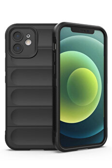 Buti̇k İphone 12 Kılıf Opti̇mum Si̇li̇kon - Si̇yah-(5796)
