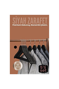 Buti̇k 5 Li̇ Lüks Si̇yah Elbi̇se Ceket Askısı - Ergonomi̇k & Kaymaz Plasti̇k Askı Seti̇ - Ahşap Görünümlü