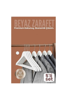 Buti̇k 5 Li̇ Lüks Beyaz Elbi̇se Ceket Askısı - Ergonomi̇k & Kaymaz Plasti̇k Askı Seti̇ - Ahşap Görünümlü