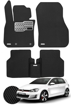 TORPEDO Volkswagen Golf 7 2012-2020 Arası Uyumlu Hücreli Premium Eva Paspas Seti Tam Set Paspas Takımı Siyah