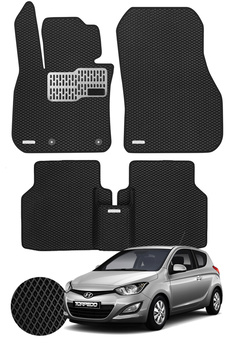 TORPEDO Hyundai i20 2014 - 2020 Arası Uyumlu Hücreli Premium Eva Paspas Seti Tam Set Siyah