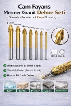 SENBANG Cam Fayans Mermer Granit seramik porselen Yuvarlak Delik delme panç Seti Elmas Uç 7 Parça