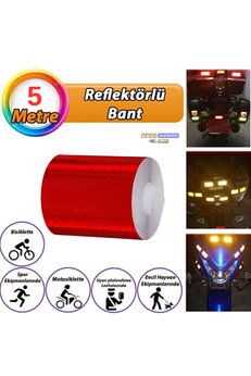 Evimdeyokyok Reflektörlü Reflektif Fosforlu Şerit Bant Petekli Reflekte Ikaz Bandı 5 Cm X 5 Metre Kırmızı