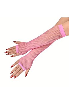 Ethab Ti̇caret 80’Ler 90’Lar Retro Neon Pembe Fi̇le Parmaksız Eldi̇ven 26 Cm