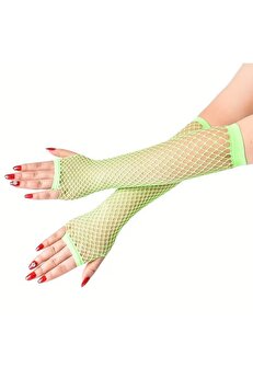 Ethab Ti̇caret 80’Ler 90’Lar Retro Neon Yeşi̇l Fi̇le Parmaksız Eldi̇ven 26 Cm