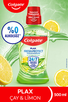 Colgate Plax Çay ve Limon Plağa Karşı Alkolsüz Ağız Bakım Suyu 500 ml Ağız Çalkalama Suyu Gargara