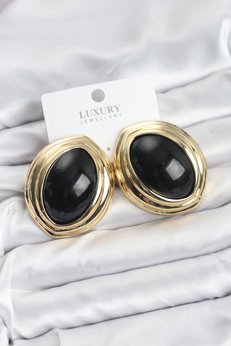 Evimdeyokyok Pirinç Siyah Badem Model Vintage Gold Kadın Küpe Tj-Bkp11593