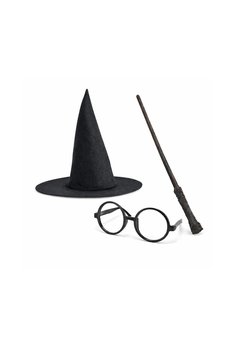 Evimdeyokyok Harry Potter Tarzı Çocuk Seti - Siyah Keçe Şapka, Asa, Gözlük