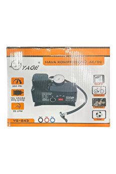 Go İthalat 220 Volt-12 Volt 250 Psi̇ Kompresör Lasti̇k Hava Şi̇şi̇rme Oto Pompası Fi̇şli̇ Ve Çakmaklı Yage-843